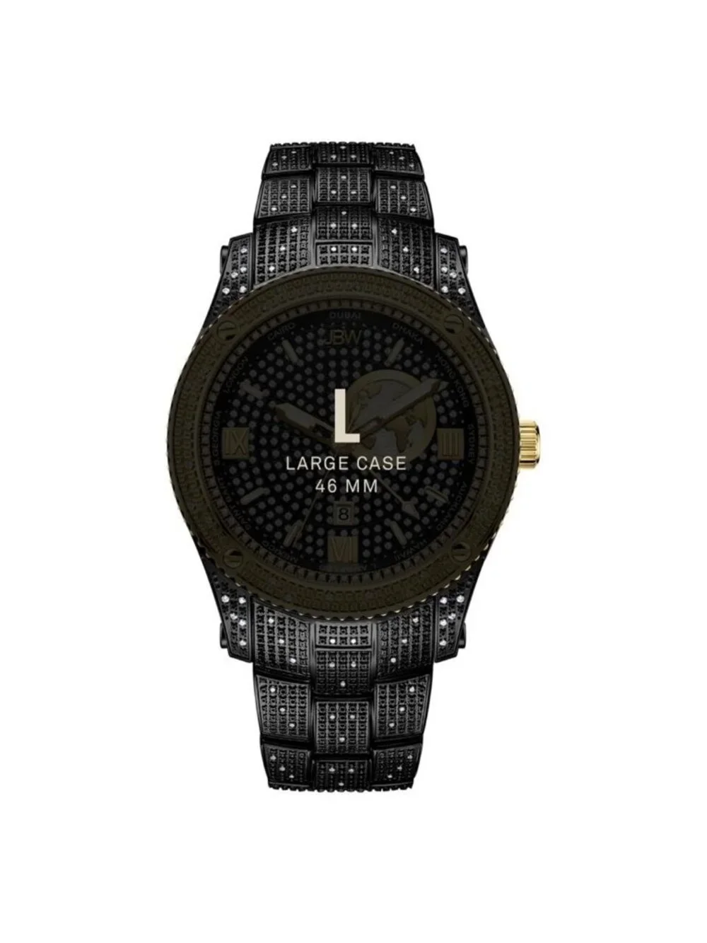 NWT JBW Jet Setter GMT Quartz Black Dial Men's Watch